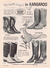 Exotic Kangaroo Leather Western Cowboy Boots Nocona TX Vintage Magazine Print Ad picture