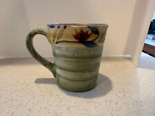 Pier 1 Floral Stoneware Coffee Mug Handpainted 16 Oz 