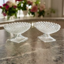 Vintage Westmoreland English Hobnail Clear Open Salt Cellars Set of 2 picture