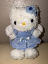 NWT Vintage 2000 Y2K Sanrio HELLO KITTY Blue Angel Fluffy Plush Doll 10” RARE picture