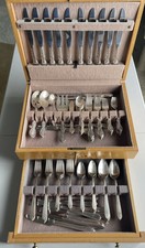 Vintage Wm. Rogers MFG Silverplate Flatware Set 59pc w/ Chest + Heirloom set 39p picture