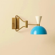 Vintage Brass Swing Arm Wall Sconce Mid Century Modern Sputnik Wall Lamp Gift picture