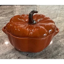 Staub Petite Ceramic Pumpkin Cocotte 0.5 Qt Burnt Orange – Seasonal Bakeware picture