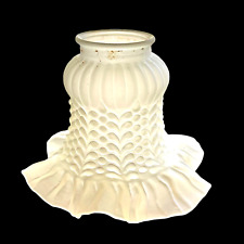 Vtg Tulip Lamp Shade Frosted Glass Ruffle Edge White 2.25