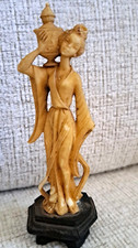 Vtg. Carved plastic Resin figurine ASIAN Geisha w/ Urn Jug Made In ITALY  5