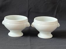 2 APILCO Lions Head Bowl 5 7/8” Footed White French Porcelain Soup/Serving Bowls picture
