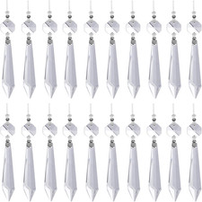 20 Pcs Clear Crystal Chandelier Icicle Prisms Replacement Parts for Lamp Decore picture