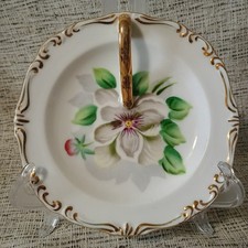 Vintage Rossetti Chicago Hand Painted Occupied Japan Floral Nappy Dish Gold Gilt picture