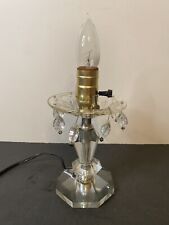 Vintage Electric Glass Table Lamp with Glass Prisms 8.5” H Working No Shade picture