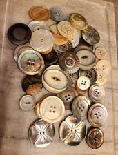 Antique Mother of Pearl Button Lot Carved Victorian Shell Clover Starburst Set picture