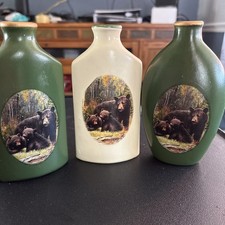 Nature’s Encounters Bear Vase – Forest Scene Set Of 3. Vintage picture