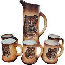 Taylor Smith & Taylor Pitcher & 5 Mugs With Bull Mastiff Dog picture