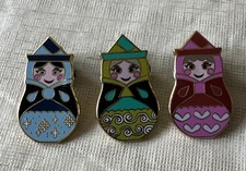 Disney Nesting Dolls Sleeping Beauty Fairies Flora Fauna Merryweather 3 Pins Set picture