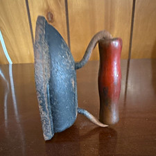 Antique Miniature Cast Iron Sad Iron with Wood Handle | Toy / Salesman Sample picture