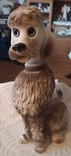 Vintage Grey And White Plastic Poodle Piggy Bank picture