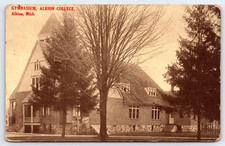 Albion Michigan MI College Gymnasium Building Vintage 1913 Photo Postcard picture