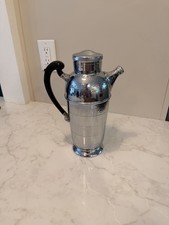 Vintage Art Deco Krome-Kraft Farber NY Hammered Chrome Cocktail Pitcher Bake picture