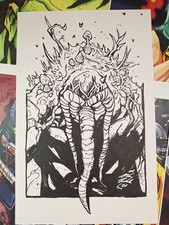 Man-thing 11x17 Original Inked Art Signed by Michael Fulcher picture