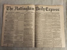 1887 Nottingham Daily Express 4th Feb Full Copy Intact Large Issue Folded picture