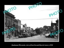 OLD LARGE HISTORIC PHOTO OF KAUKAUNA WISCONSIN THE MAIN St & STORES c1950 picture