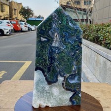 Moss Agate Tower - Natural Green Crystal Column - 8.9LB picture