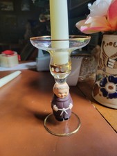 VTG Goebel Friar Tuck Monk Glass Candle Holder Gold Etched Trim West Germany picture