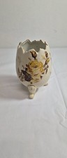 NAPCOWARE 5” PORCELAIN FOOTED EGG VASE GOLD TRIM FLORAL Rose DECOR JAPAN picture