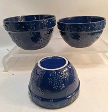Vtg WCL Hand Painted Blue Snowman Snowflake Nesting Christmas Mixing Bowls Read picture