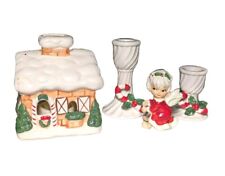 VTG 4 Pc Ceramic Holiday Candle Holder Set Lefton Japan Ron Gordon Designs picture