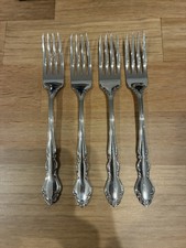 Lot of Four Glossy DOVER DINNER FORKS Fork ONEIDA CUBE Mark STAINLESS HEIRLOOM picture