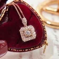 2Ct Round Cut Lab Created Diamond Women Gift Pendant 14K Rose Gold Plated picture