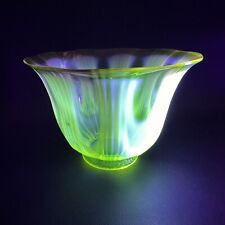 ANTIQUE OPALESCENT VASELINE CRANBERRY ART NOUVEAU URANIUM GLASS LAMP SHADE picture