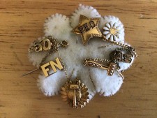 Vintage 1952 P.E.O. Sisterhood  Pins Daisy /50th/gravel/ and more picture