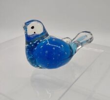 Hand Blown Glass Bluebird Figure Desktop Decor Paperweight Pulegoso Bubbles picture
