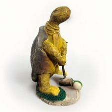 Vintage Resin Turtle Figurine Playing Croquet 9.5” picture