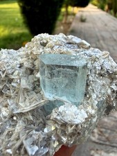 Beautiful Aquamarine Terminated Crystal With Muscovite Combine Specimen 840 CTS picture