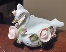 Ucagco china 40's Vintage Japan Hand Painted Flower Porcelain Swan Collectable picture