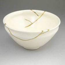 Handcrafted Kyo-yaki Rice Bowl Kintsugi Pattern by Ryōji | Kyoto Ware From Japan picture