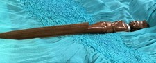 Vintage 15-1/2” Hand Carved Wooden African Tribal Letter Opener Paper Knife picture