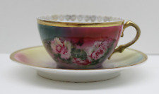 Antique Mignon Z.S. & C. Bavaria Floral Tea Cup & Saucer Bone China Circa 1910 picture