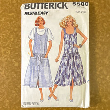 Butterick Fast & Easy 5580 Women’s Dress Sewing Pattern Vintage Sizes 12-16 1987 picture