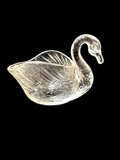 Vintage Textured Clear Glass Swan Open Ring or Trinket Dish ~ ITALY picture