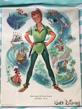 Vintage 8x10 Walt Disney Peter Pan Fan Club Dept Card Promotional Art Print picture