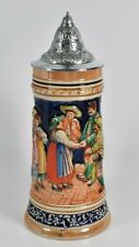 Western Germany Beer Stein Renaissance Scene Dancing Alps Snow Lodge Greeting picture
