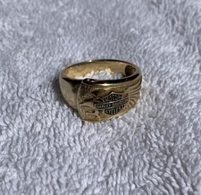 Harley Davidson Man's Bar & Shield  Ring 10K Yellow Gold Size ~10.5 picture