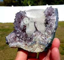 AMETHYST Crystal Point Stalactite Quartz with White DOGTOOTH Calcite For Sale picture