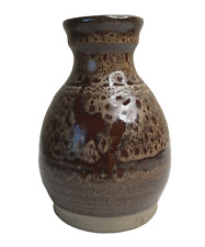 Studio Art Pottery Vase Glazed Stoneware Brown Tones Speckle Stamped picture