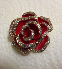 RED cubic zirconia rhinestone crystal, Rose floral brooch picture