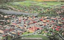 St Cloud MN Minnesota Downtown Main Street Aerial View Vtg Postcard J23 picture