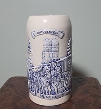 Vintage 1 Liter German Oktoberfest Alpine Village Beer Stein Mug Stoneware E-H-G picture